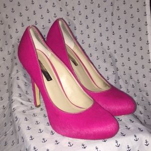 International Concepts Hot Pink Fur Heels